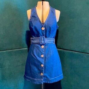 Women’s Belted Denim Dress. Brand E.ssue, size M, color blue.